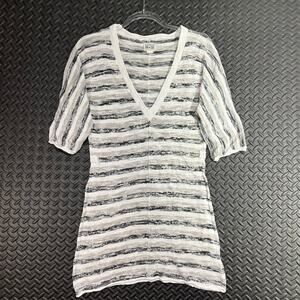 Converse One Star Knitted Sweater Dress Black White Stripped Womans Size Small‎